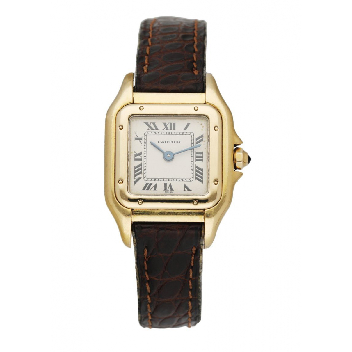 yellow gold watch Cartier Brown 